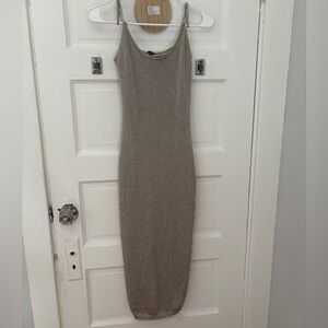 Fashion Nova Brown Spaghetti Strap Bodycon Midi Dress